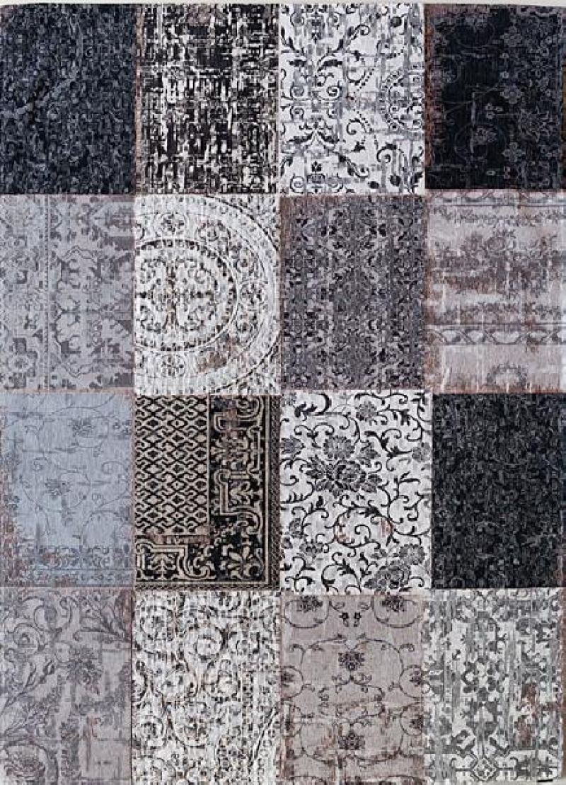 vloerkleed Vintage Multi Black and White 8101